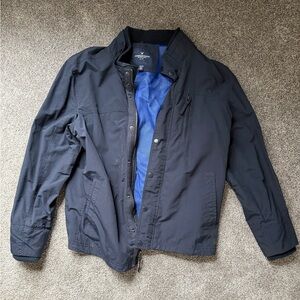 American Eagle Outfitters Men's Dark Navy Jacket with Blue Lining